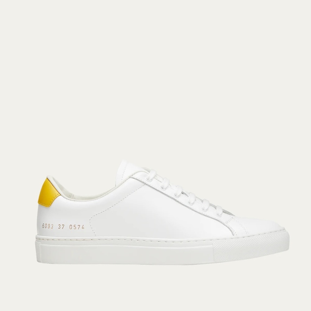 Common Projects Size 41 Retro Leather Low-Top Sneakers White Yellow